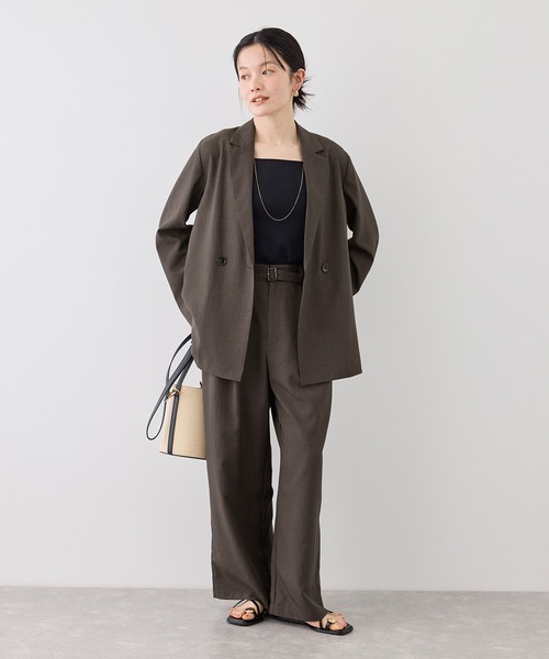 ROPE' PICNIC（ロペピクニック）の「エアリーリネンライク ダブルジャケット/接触冷感・UVカット・速乾（テーラードジャケット・レディース・ブラック/ベージュ/ダークブラウン/キャメル・FREE）」の15枚目の写真