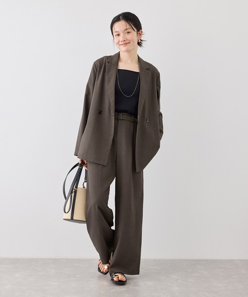 ROPE' PICNIC（ロペピクニック）の「エアリーリネンライク ダブルジャケット/接触冷感・UVカット・速乾（テーラードジャケット・レディース・ブラック/ベージュ/ダークブラウン/キャメル・FREE）」の16枚目の写真