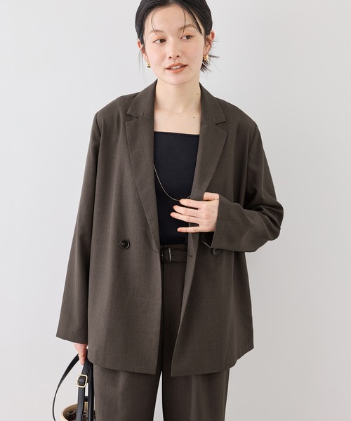 ROPE' PICNIC（ロペピクニック）の「エアリーリネンライク ダブルジャケット/接触冷感・UVカット・速乾（テーラードジャケット・レディース・ブラック/ベージュ/ダークブラウン/キャメル・FREE）」の17枚目の写真