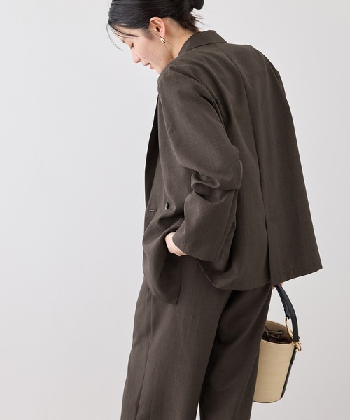 ROPE' PICNIC（ロペピクニック）の「エアリーリネンライク ダブルジャケット/接触冷感・UVカット・速乾（テーラードジャケット・レディース・ブラック/ベージュ/ダークブラウン/キャメル・FREE）」の20枚目の写真
