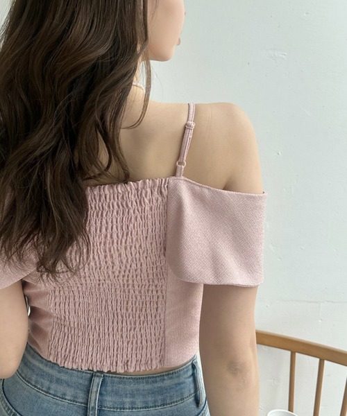 Ada.(エイダ)の「フロント ビッグ リボン オフショルダー トップス(シャツ/ブラウス・レディース・ブラック/オフホワイト/ピンク・FREE)」の5枚目の写真