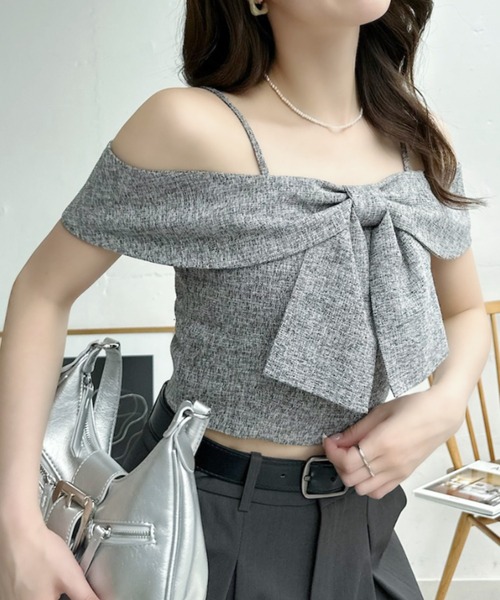 Ada.(エイダ)の「フロント ビッグ リボン オフショルダー トップス(シャツ/ブラウス・レディース・ブラック/オフホワイト/ピンク・FREE)」の10枚目の写真