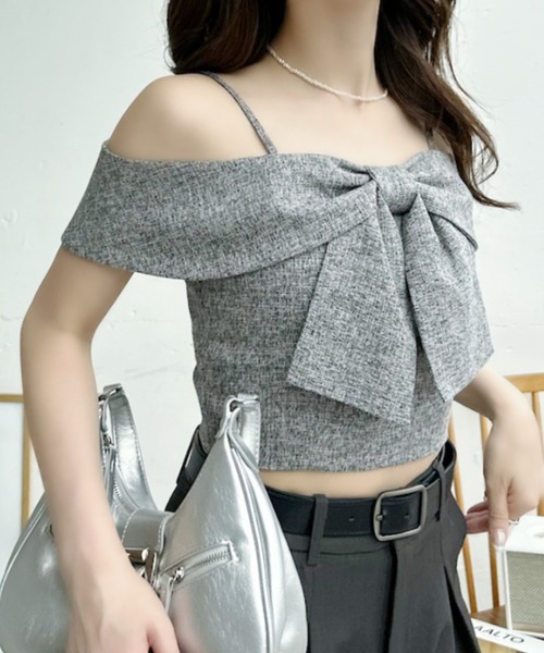 Ada.(エイダ)の「フロント ビッグ リボン オフショルダー トップス(シャツ/ブラウス・レディース・ブラック/オフホワイト/ピンク・FREE)」の14枚目の写真