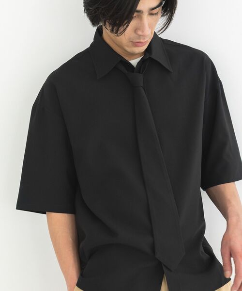 CRAFT STANDARD BOUTIQUE(クラフトスタンダードブティック)の「タイ付き半袖シャツ(シャツ/ブラウス・メンズ・ブラック/グレー・L/M)」の7枚目の写真