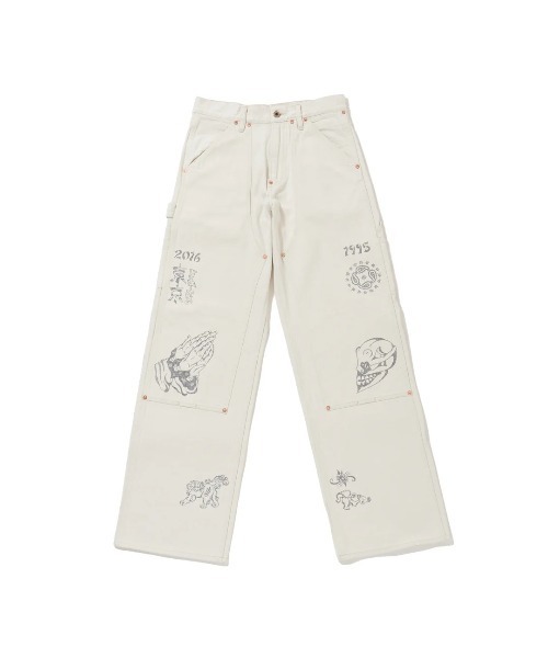 SUGARHILL（シュガーヒル）の「【SUGARHILL/シュガーヒル】TATTOO FLASH PRINT MODERN DENIM DOUBLE KNEE CUT（デニムパンツ・メンズ・クリーム・32inch/30 inch）」の2枚目の写真