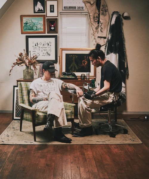 SUGARHILL（シュガーヒル）の「【SUGARHILL/シュガーヒル】TATTOO FLASH PRINT MODERN DENIM DOUBLE KNEE CUT（デニムパンツ・メンズ・クリーム・32inch/30 inch）」の10枚目の写真