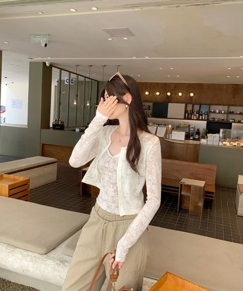 Ritzy（リッツィー）の「花柄総レース シアークロップドカーディガン（カーディガン/ボレロ・レディース・ホワイト・M/S）」の4枚目の写真