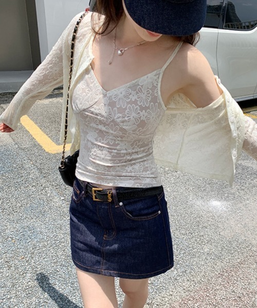 Ritzy（リッツィー）の「花柄総レース シアークロップドカーディガン（カーディガン/ボレロ・レディース・ホワイト・M/S）」の10枚目の写真