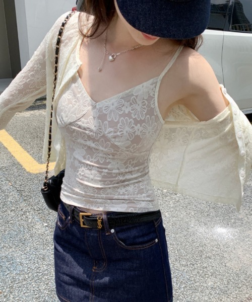 Ritzy（リッツィー）の「花柄総レース シアークロップドカーディガン（カーディガン/ボレロ・レディース・ホワイト・M/S）」の17枚目の写真