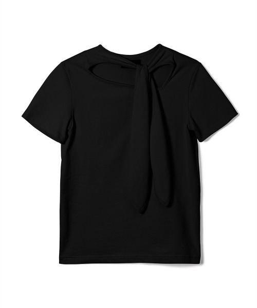 soduk(スドーク)の「ribbon t-shirt(Tシャツ/カットソー・レディース・ピンク/ブラック系/ホワイト・ONE SIZE)」の3枚目の写真