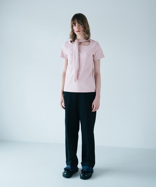 soduk(スドーク)の「ribbon t-shirt(Tシャツ/カットソー・レディース・ピンク/ブラック系/ホワイト・ONE SIZE)」の6枚目の写真