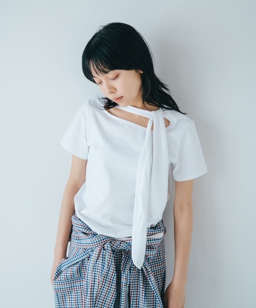 soduk(スドーク)の「ribbon t-shirt(Tシャツ/カットソー・レディース・ピンク/ブラック系/ホワイト・ONE SIZE)」の12枚目の写真