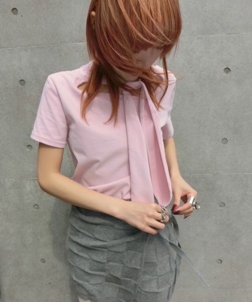 soduk(スドーク)の「ribbon t-shirt(Tシャツ/カットソー・レディース・ピンク/ブラック系/ホワイト・ONE SIZE)」の16枚目の写真