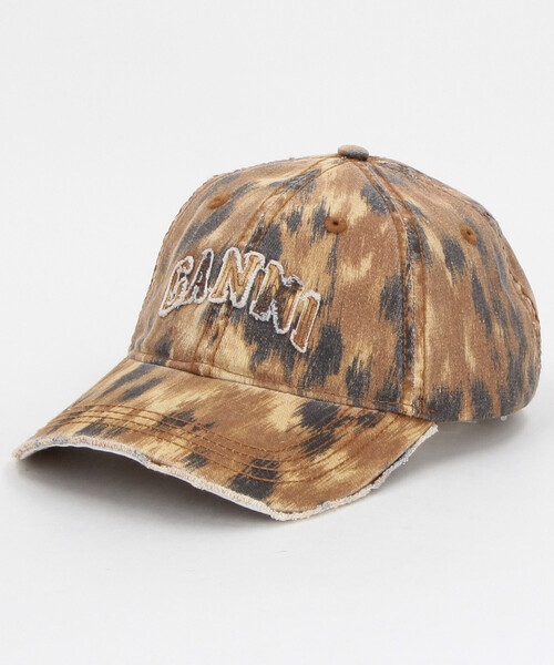 Firsthand(ファーストハンド)の「GANNI/ガニー Washed Cotton Print Canvas Cap / B3020171 / プリント キャンバス ロゴキャップ(ハット・レディース・レモンイエロー/ピンク/ブラウン・ONE SIZE)」の1枚目の写真
