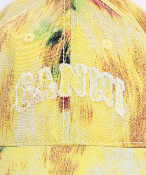 Firsthand(ファーストハンド)の「GANNI/ガニー Washed Cotton Print Canvas Cap / B3020171 / プリント キャンバス ロゴキャップ(ハット・レディース・レモンイエロー/ピンク/ブラウン・ONE SIZE)」の7枚目の写真
