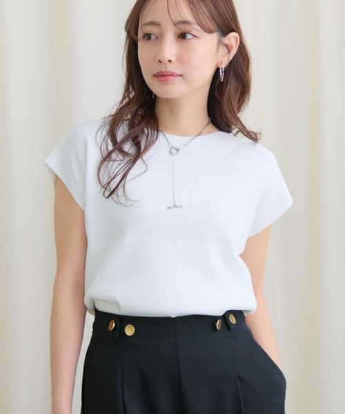 COHINA(コヒナ)の「【接触冷感・UVカット】2wayフレンチニット 【低身長・小柄女性】(ニット/セーター・レディース・グリーン/レッド/ホワイト/ネイビー・ONE SIZE)」の5枚目の写真