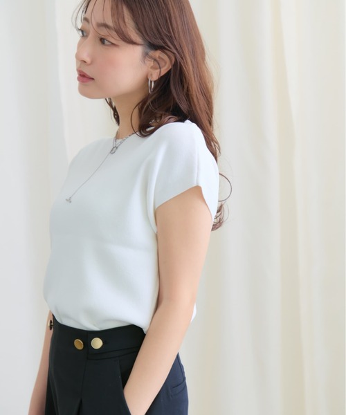 COHINA(コヒナ)の「【接触冷感・UVカット】2wayフレンチニット 【低身長・小柄女性】(ニット/セーター・レディース・グリーン/レッド/ホワイト/ネイビー・ONE SIZE)」の6枚目の写真