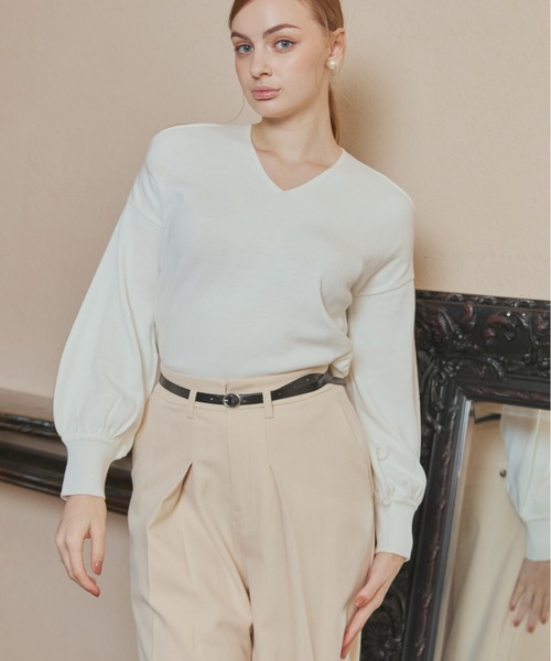 ORGUE（オルグ）の「Twist high neck knit/ツイストハイネックニット（ニット/セーター・レディース・アイボリー/ブラック/ベージュ・FREE）」の2枚目の写真