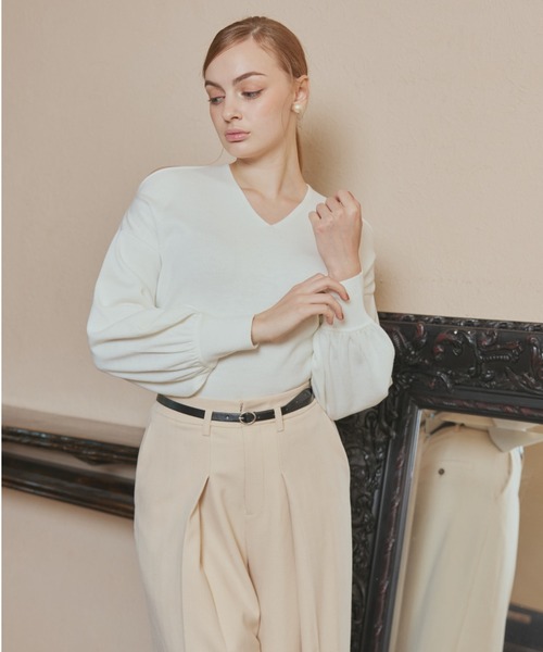 ORGUE（オルグ）の「Twist high neck knit/ツイストハイネックニット（ニット/セーター・レディース・アイボリー/ブラック/ベージュ・FREE）」の4枚目の写真