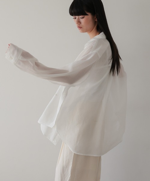 TENTO（テント）の「2WAYシアーシャツ（シャツ/ブラウス・レディース・イエロー/ライトピンク/グリーン/ライトブルー/ホワイト/ライトグリーン・FREE）」の9枚目の写真