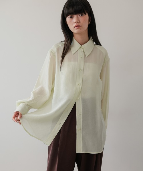 TENTO（テント）の「2WAYシアーシャツ（シャツ/ブラウス・レディース・イエロー/ライトピンク/グリーン/ライトブルー/ホワイト/ライトグリーン・FREE）」の15枚目の写真