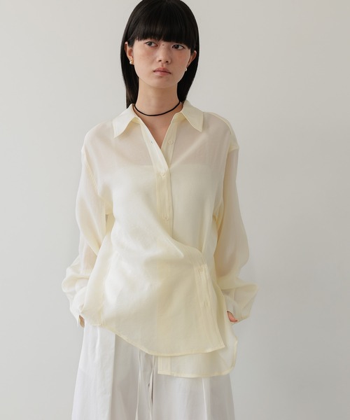 TENTO（テント）の「2WAYシアーシャツ（シャツ/ブラウス・レディース・イエロー/ライトピンク/グリーン/ライトブルー/ホワイト/ライトグリーン・FREE）」の13枚目の写真