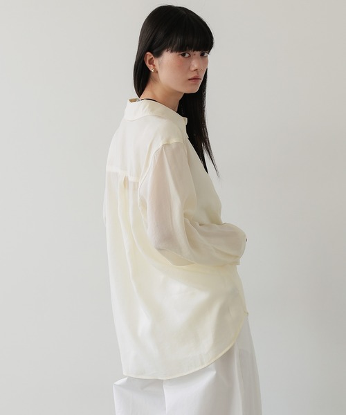 TENTO（テント）の「2WAYシアーシャツ（シャツ/ブラウス・レディース・イエロー/ライトピンク/グリーン/ライトブルー/ホワイト/ライトグリーン・FREE）」の14枚目の写真