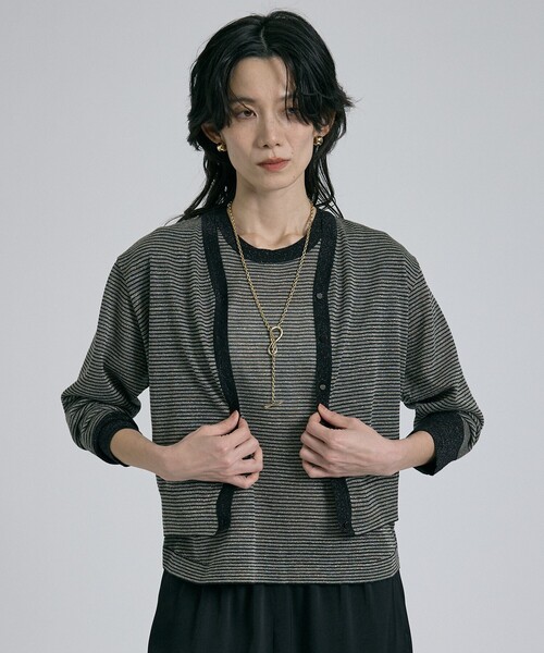qualite(カリテ)の「【昨年大人気アイテム!新色追加】ラメニットカーディガン シアー 春服 夏服 オフィスカジュアル 羽織り(カーディガン/ボレロ・レディース・チャコールグレー/シルバー/その他/ブラウン・フリー)」の18枚目の写真