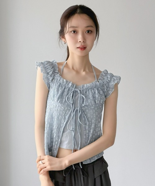Jewelobe(ジュエローブ)の「2WAYフラワーリボンブラウス(Tシャツ/カットソー・レディース・ホワイト/ブルー・FREE)」の12枚目の写真