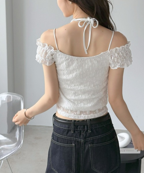 Jewelobe(ジュエローブ)の「2WAYフラワーリボンブラウス(Tシャツ/カットソー・レディース・ホワイト/ブルー・FREE)」の21枚目の写真