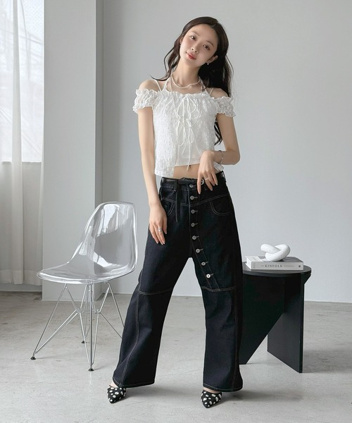 Jewelobe(ジュエローブ)の「2WAYフラワーリボンブラウス(Tシャツ/カットソー・レディース・ホワイト/ブルー・FREE)」の18枚目の写真