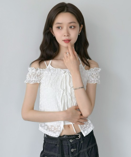 Jewelobe(ジュエローブ)の「2WAYフラワーリボンブラウス(Tシャツ/カットソー・レディース・ホワイト/ブルー・FREE)」の17枚目の写真