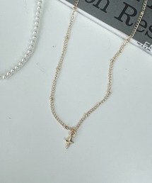 AS KNOW AS plus（アズノゥアズプラス）の「パール×クロスチェーン 2連ネックレス（ネックレス）」