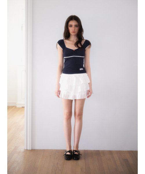 ROSEFRANTZ（ロゼフランツ）の「Rose Dot Shirring sleeveless [Navy]（Tシャツ/カットソー・レディース・ネイビー・OS）」の2枚目の写真