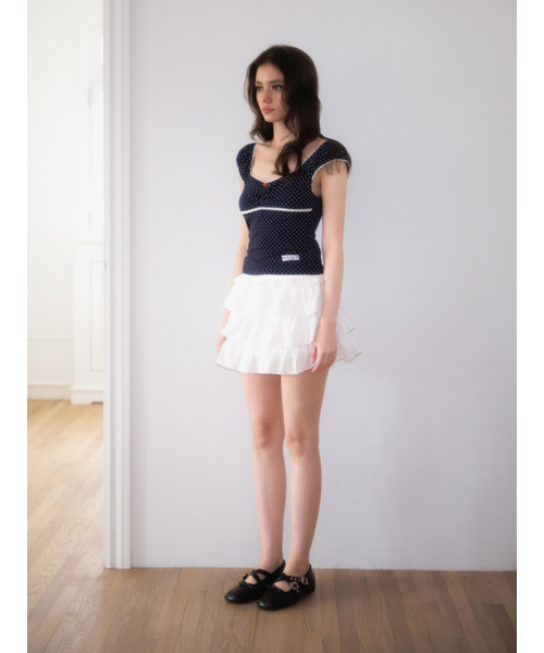 ROSEFRANTZ（ロゼフランツ）の「Rose Dot Shirring sleeveless [Navy]（Tシャツ/カットソー・レディース・ネイビー・OS）」の3枚目の写真