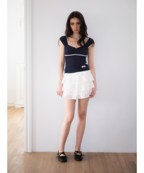 ROSEFRANTZ（ロゼフランツ）の「Rose Dot Shirring sleeveless [Navy]（Tシャツ/カットソー・レディース・ネイビー・OS）」の4枚目の写真