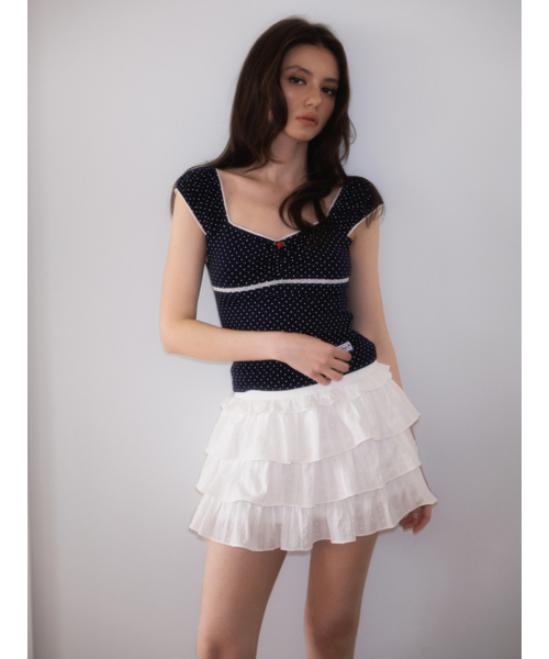 ROSEFRANTZ（ロゼフランツ）の「Rose Dot Shirring sleeveless [Navy]（Tシャツ/カットソー・レディース・ネイビー・OS）」の5枚目の写真