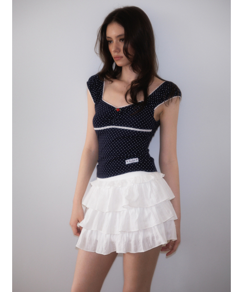 ROSEFRANTZ（ロゼフランツ）の「Rose Dot Shirring sleeveless [Navy]（Tシャツ/カットソー・レディース・ネイビー・OS）」の6枚目の写真