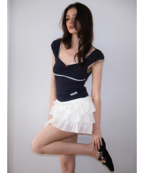 ROSEFRANTZ（ロゼフランツ）の「Rose Dot Shirring sleeveless [Navy]（Tシャツ/カットソー・レディース・ネイビー・OS）」の7枚目の写真