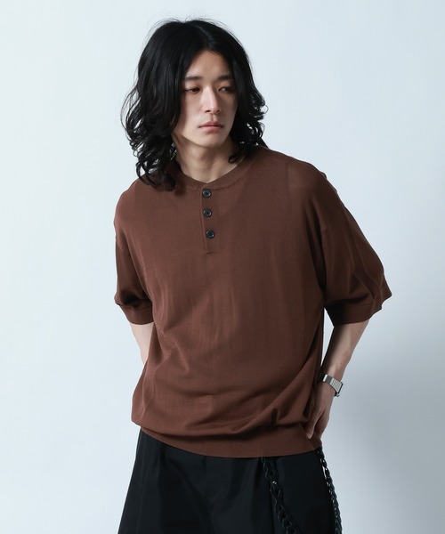 セール】＜COOL FEELING＞Henry neck Highgauge Knitヘンリーネック