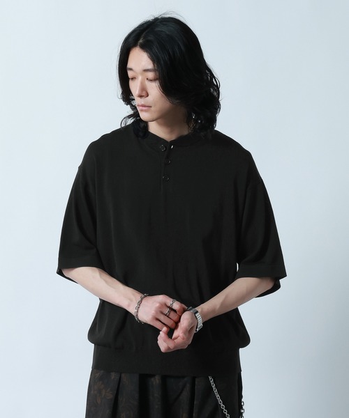 RAGEBLUE(レイジブルー)の「<COOL FEELING>Henry neck Highgauge Knitヘンリーネック/ハイゲージニット(ニット/セーター・メンズ・ダークブラウン/ダークグレー/ブラック・LARGE/MEDIUM)」の7枚目の写真