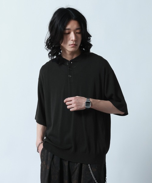 RAGEBLUE(レイジブルー)の「<COOL FEELING>Henry neck Highgauge Knitヘンリーネック/ハイゲージニット(ニット/セーター・メンズ・ダークブラウン/ダークグレー/ブラック・LARGE/MEDIUM)」の8枚目の写真