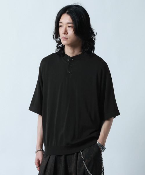 RAGEBLUE(レイジブルー)の「<COOL FEELING>Henry neck Highgauge Knitヘンリーネック/ハイゲージニット(ニット/セーター・メンズ・ダークブラウン/ダークグレー/ブラック・LARGE/MEDIUM)」の9枚目の写真