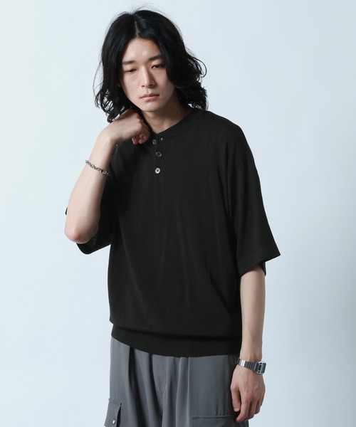 RAGEBLUE(レイジブルー)の「<COOL FEELING>Henry neck Highgauge Knitヘンリーネック/ハイゲージニット(ニット/セーター・メンズ・ダークブラウン/ダークグレー/ブラック・LARGE/MEDIUM)」の15枚目の写真