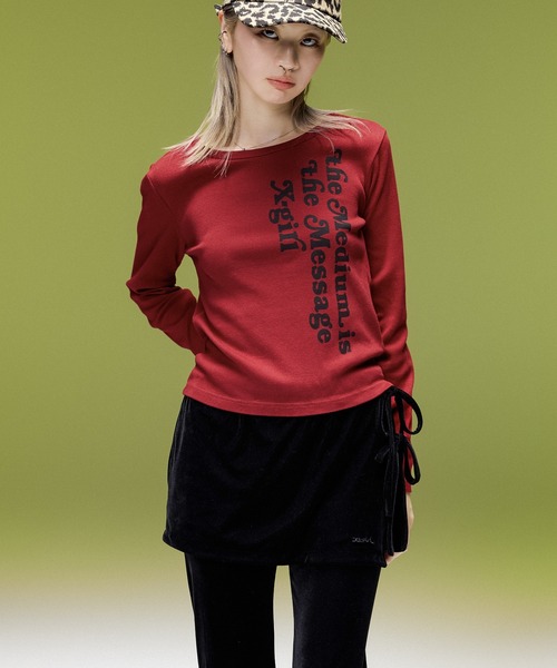 X-girl(エックスガール)の「LAYERED STYLE VELOUR PANTS(その他パンツ・レディース・ブラック/ブラウン・S/M)」の3枚目の写真