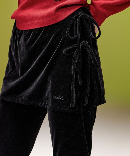 X-girl(エックスガール)の「LAYERED STYLE VELOUR PANTS(その他パンツ・レディース・ブラック/ブラウン・S/M)」の5枚目の写真