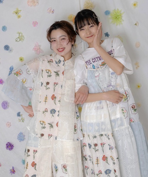 ScoLar(スカラー)の「ScoLar/スカラー レース刺繍パッチワークシャツ(シャツ/ブラウス・レディース・ブラック/ホワイト・FREE)」の9枚目の写真