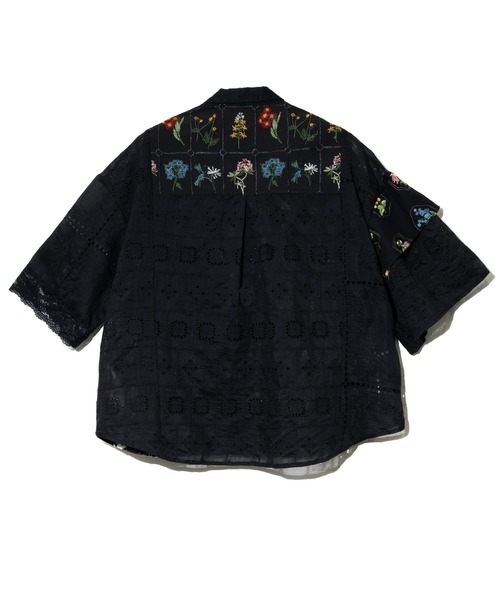 ScoLar(スカラー)の「ScoLar/スカラー レース刺繍パッチワークシャツ(シャツ/ブラウス・レディース・ブラック/ホワイト・FREE)」の10枚目の写真
