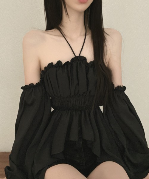 FAVORITO(ファヴォリート)の「ボートネックオフショルダートップス(シャツ/ブラウス・レディース・ホワイト/ブラック・F)」の15枚目の写真