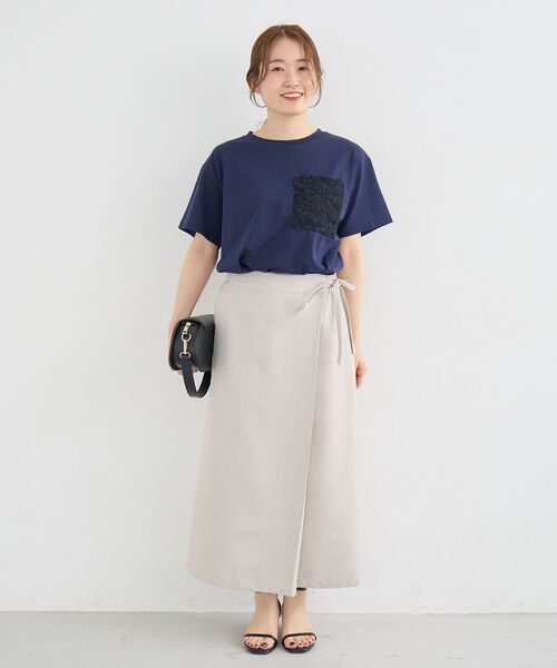 le.coeur blanc(ルクールブラン)の「レースポケットデザインTシャツ(Tシャツ/カットソー・レディース・ネイビー/オフホワイト・38)」の12枚目の写真